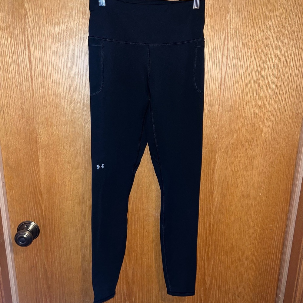 Under Armour Leggings Women Medium Black High Rise Pocket Athletic Tights‎
